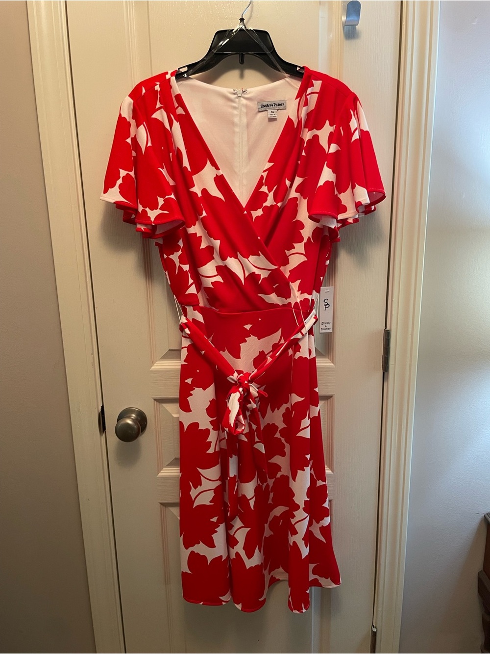 Red and White Floral Midi Dress